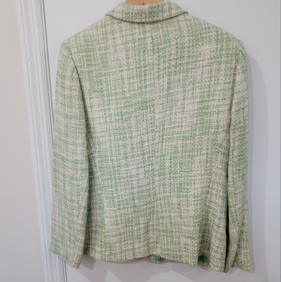 Le Suit Mint Green and Cream textured Tweed Blazer Size 10 - Picture 3 of 15